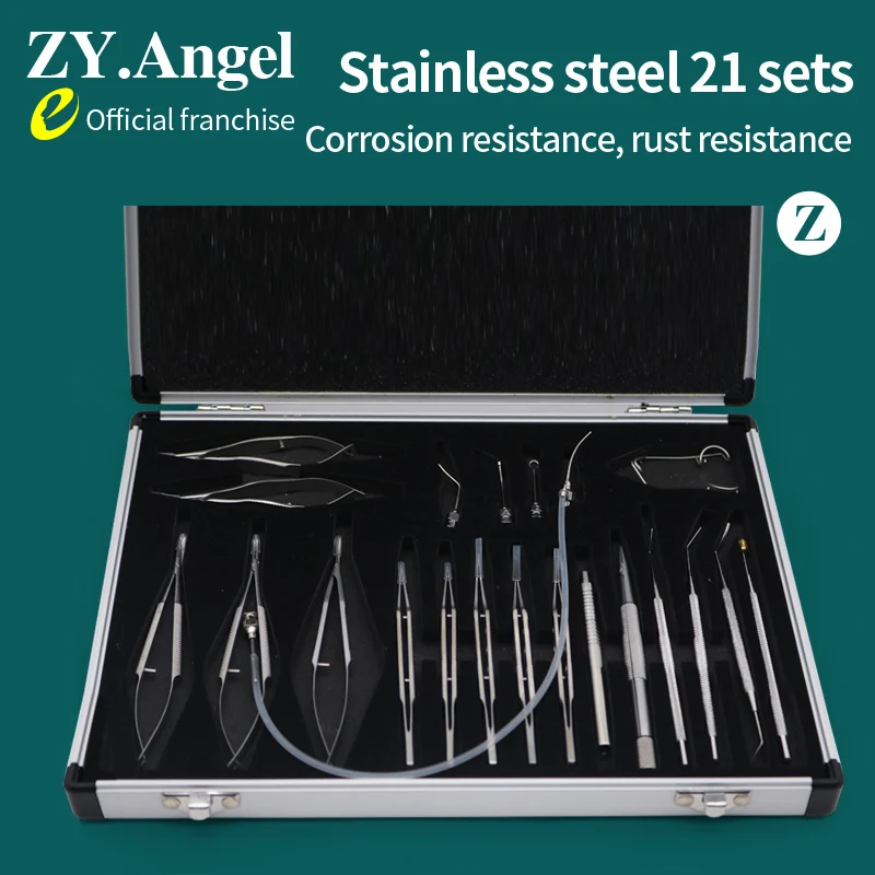 Ophthalmic Microsurgery Instrument Set Stainless Steel Titanium Alloy Ophthalmic 21 Piece Set Ophthalmic Microsurgery Instrument