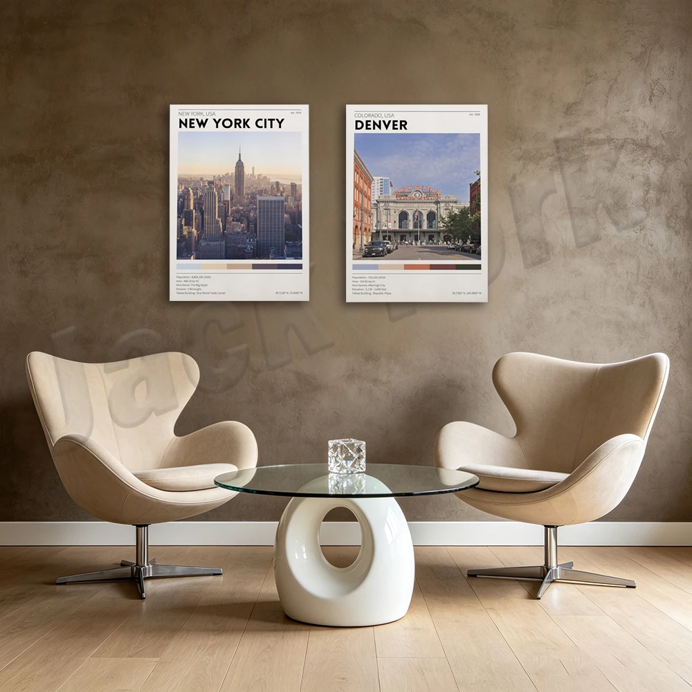 Denver Colorado, Honolulu, Los Angeles, Dallas Skyline, Texas, Las Vegas Boulevard, Phoenix, Arizona, Boston City Travel Poster