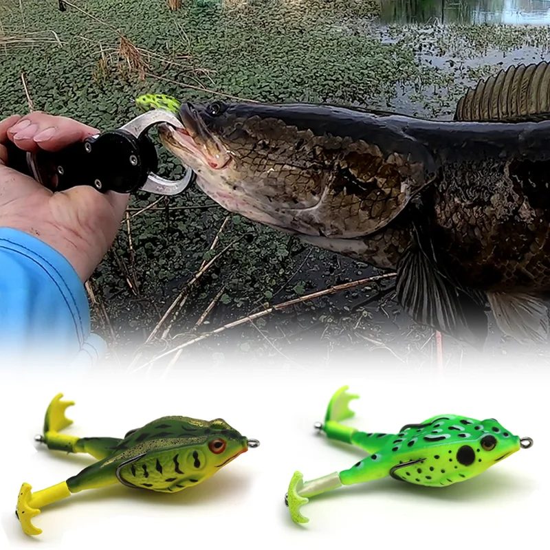 Froschköder, weicher Schlauchköder, Kunststoff-Angelköder mit Haken, oben, Wasser, weiche 3D-Augen, künstliches wildes hängendes Angelköder-Werkzeug