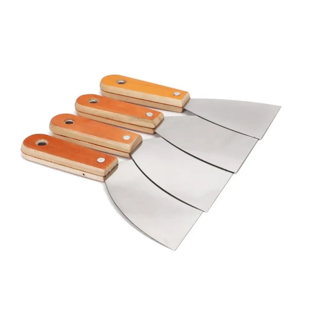 Stainless Steel Cleaning Scraper Wood Handle Scrape Surfaces Paint Tools Non-slip Handle Lay Plaster Materials Cleaning Trowel