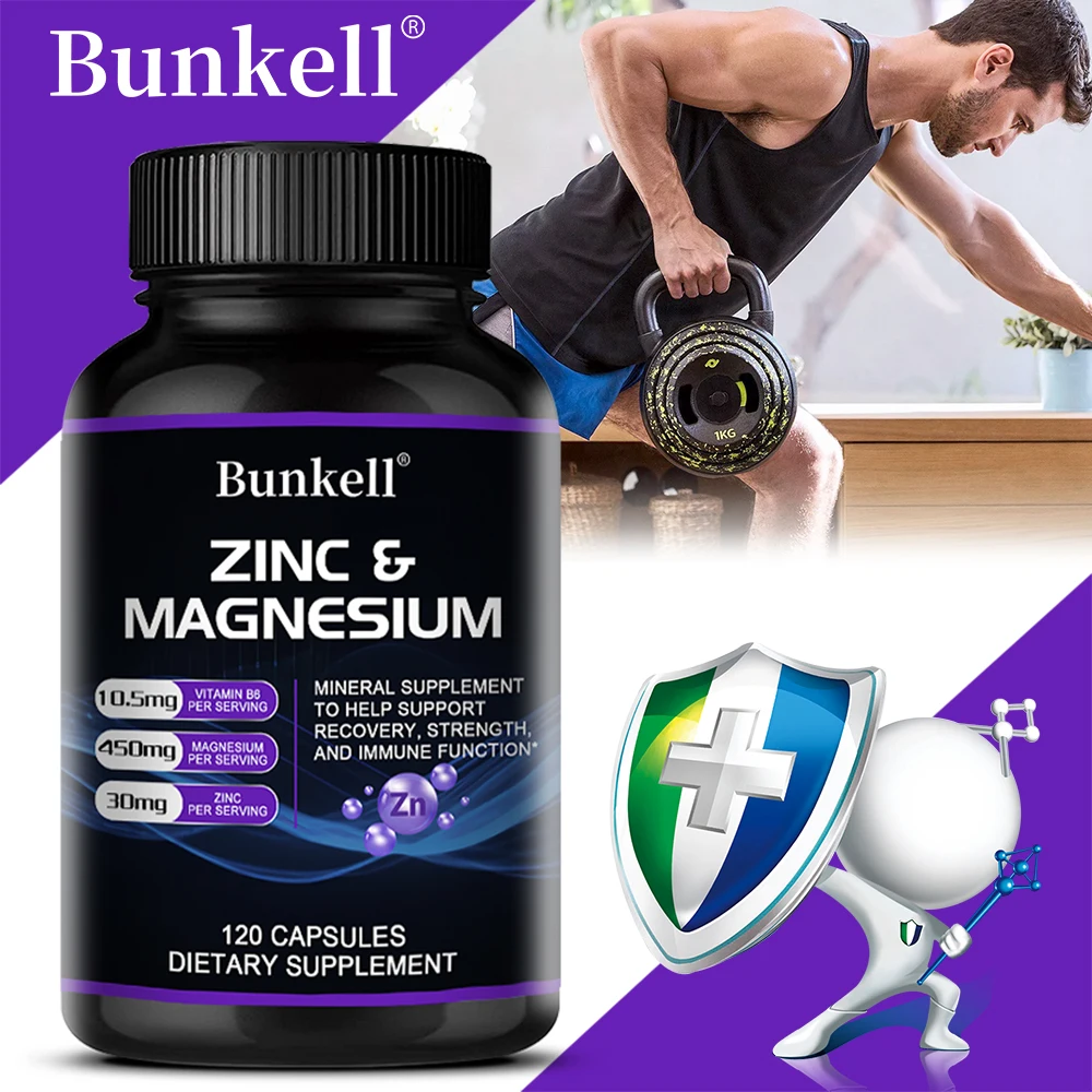 Magnesium Zinc Capsules - Vitamin/Mineral Blend Supplement - Vitamin B6, Bone, Muscle, Cognition & Immune, Gluten Free, Non-GMO