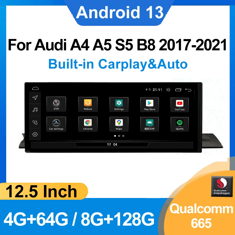 

Snapdragon 665 Android 13 Touch Screen For Audi S5 A4 B8 A5 2017- 2021 Car Multimedia Stereo GPS Navigation Monitor Carplay Auto