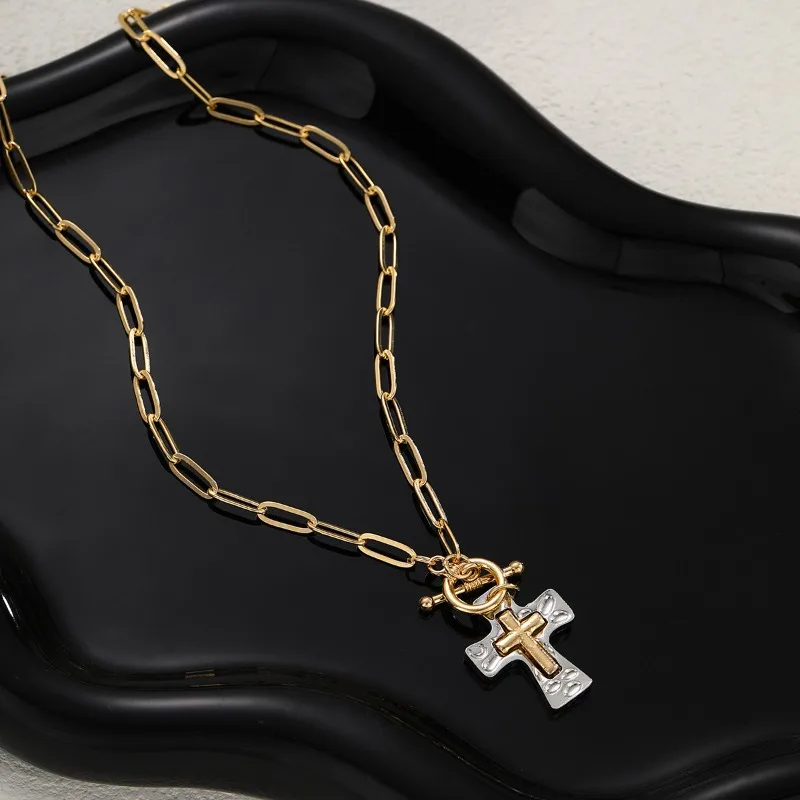 Personalized Paper Clip Design Cross Necklace - Versatile Premium Pendant Clavicle Chain