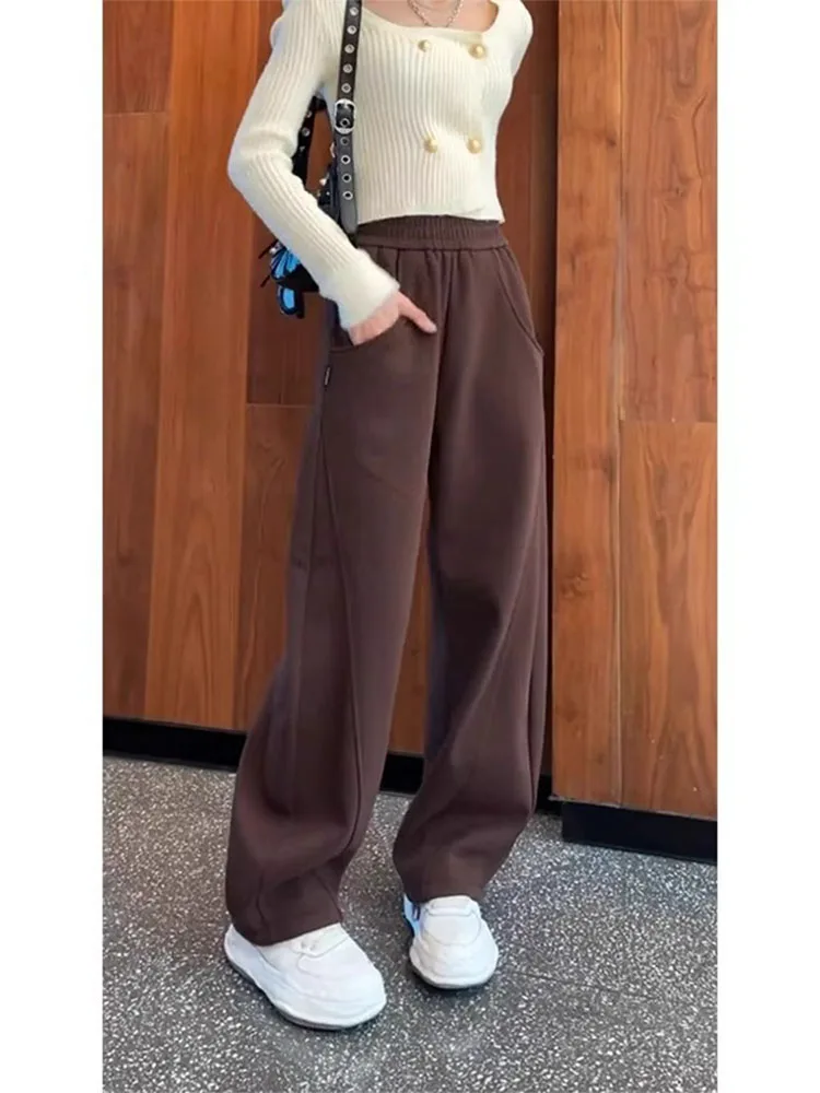 Pantaloni a banana a gamba dritta a vita alta plus Size Pantaloni sportivi casual a gamba larga da donna slim fit Pantaloni sportivi comodi