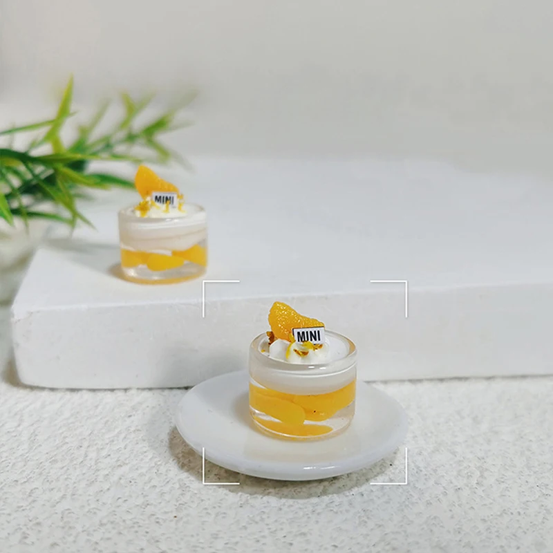 Simulation Dessert Fruit Jelly Beverage Ornament Miniature Food Game Scene Toy Decoration Model Doll House Accessories