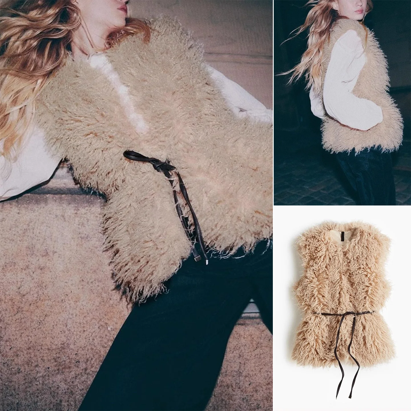   Gilet in pelliccia artificiale per donna Autunno 2025 Faionable Fluffy Sle Youth Colore puro V-ne Vita stretta