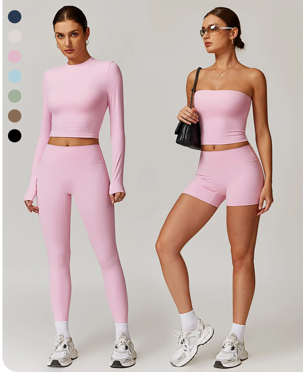 

Women's yoga sportswear long sleeved long pants short sleeved shorts vest yoga suit set jogging tennis set Horn yoga pants