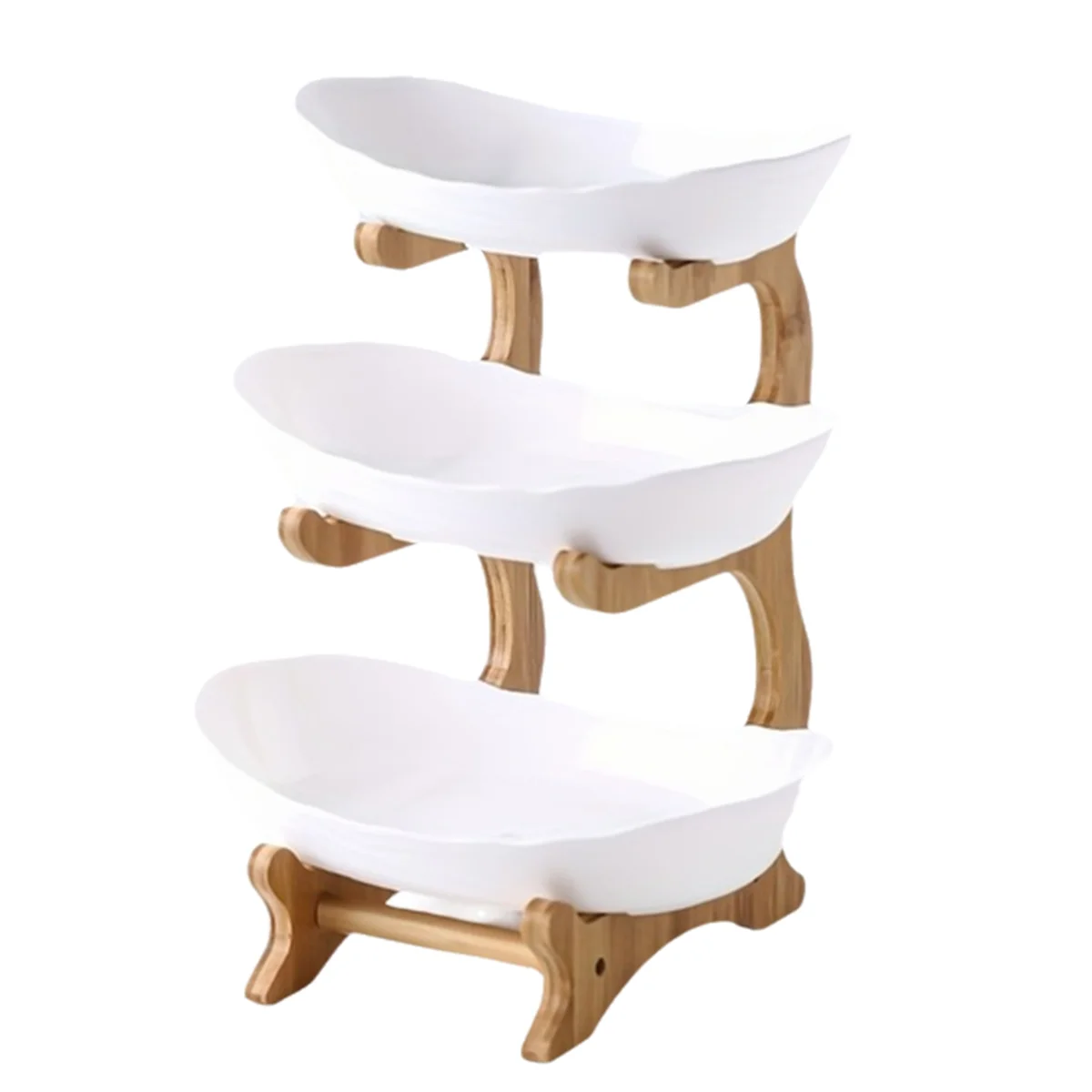 

Fruit Plate, Living Room Kitchen Snack Plate, Modern Dried Fruit Plate Stand Cake Stand, Fruit Basket White Three-Layer