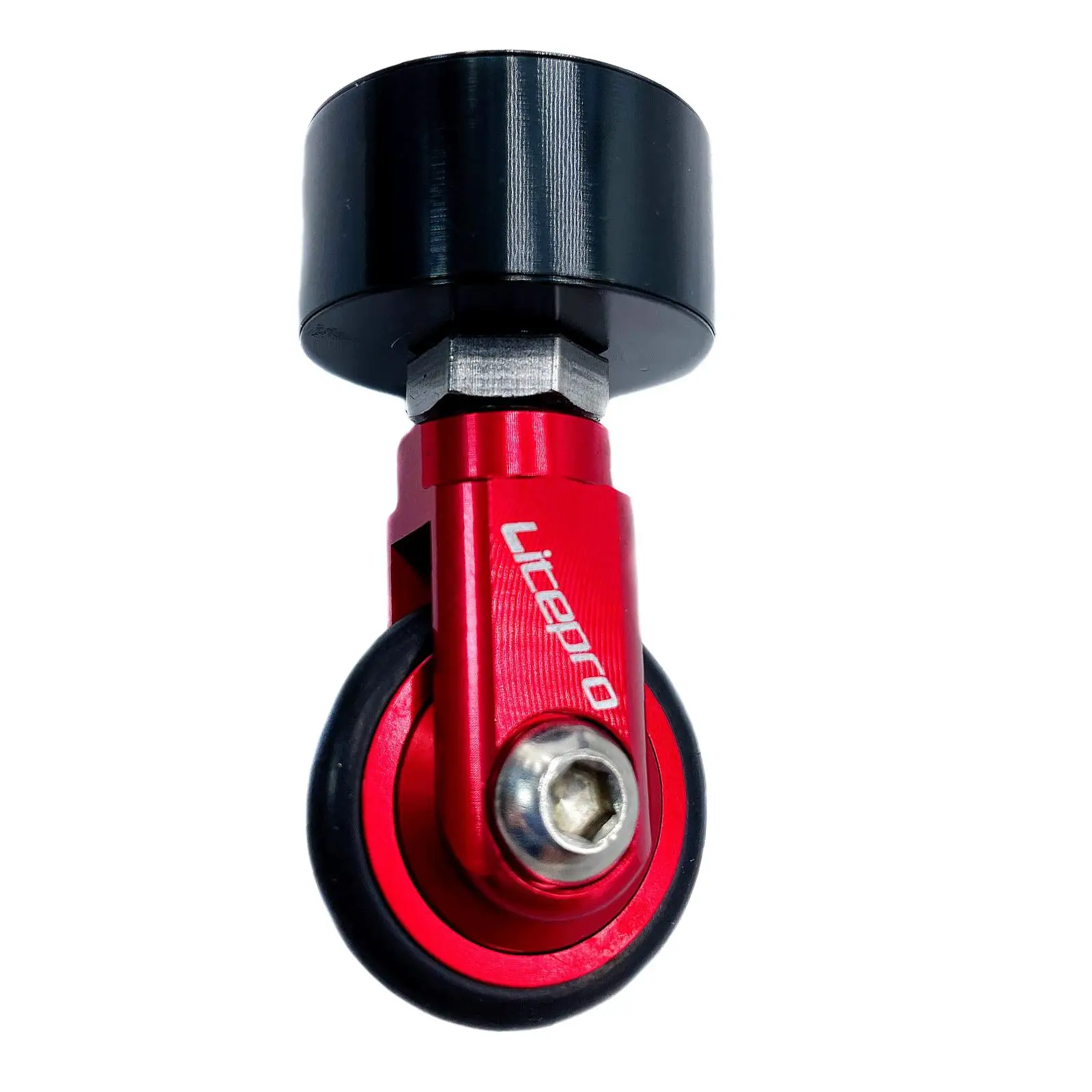 Folding Bike Walking Caster Seat Post Mounted Easy Push Embedded Wheel 360 Rotation Roller for Portable Travel