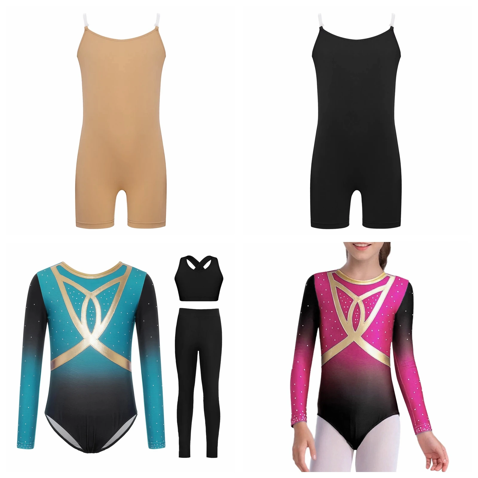 Girls Nude Leotard Sleeveless Ballet Dance Leotard Basic Undergarment Gymnastics Figure Skating Practice Performance Bodysuits