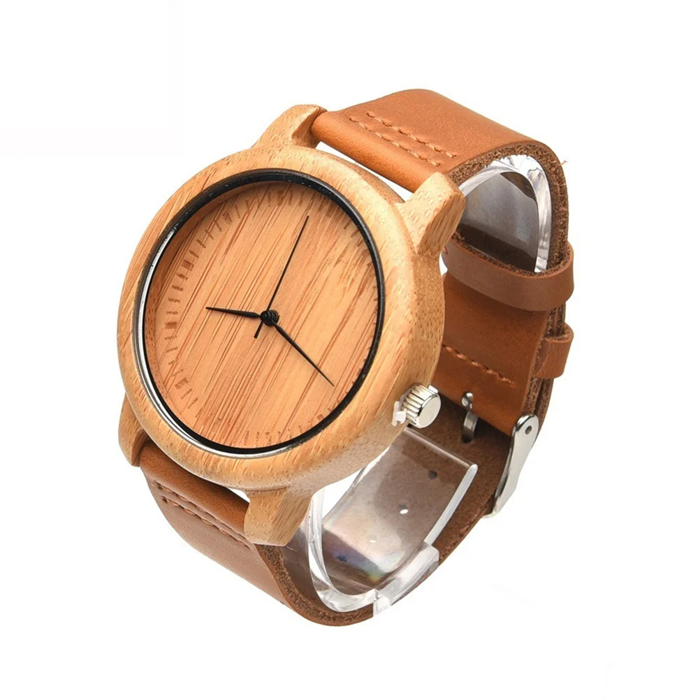 

1pc Bamboo Wood Watch For Men Lightweight Wooden Wristwatch With Strap Casual Vintage Timepiece Suitable For Any