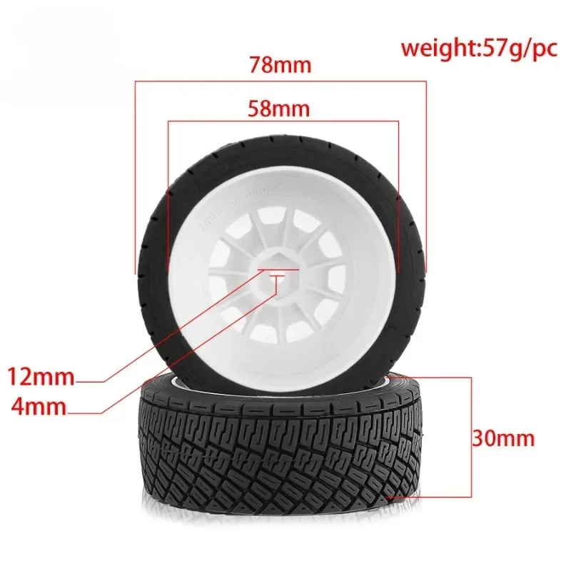 Racing Reifen 4PCS 78*30mm 12mm Adapter für 1/10 RC Modell Rallye Auto