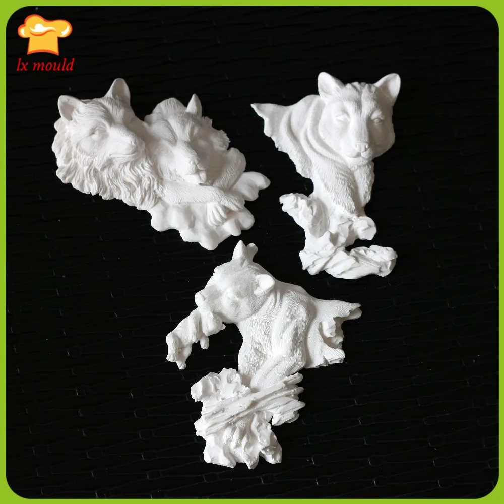 Forest Animal Fondant Silicone Mold Tiger Wolf Cake Decorating Tool for Chocolate Sugarcraft Resin Gypsum Wax Soap Dish