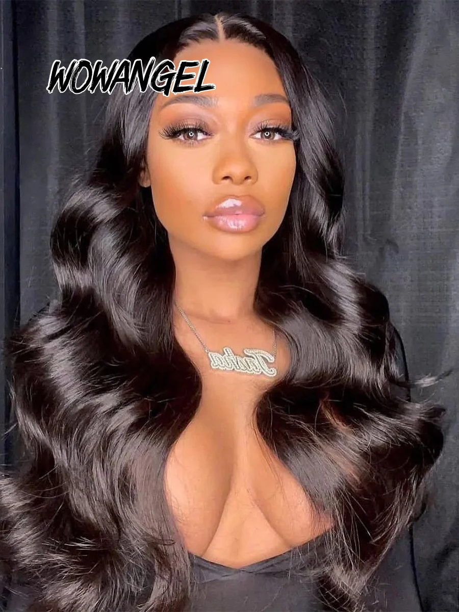 Wow Angel 13x6 HD Lace Front Pruiken 250% Remy Haar Body Wave Menselijk Haar Pruiken HD Kant Pruiken Pre Geplukt Dragen Om Pruiken voor Vrouwen - afbeelding 2