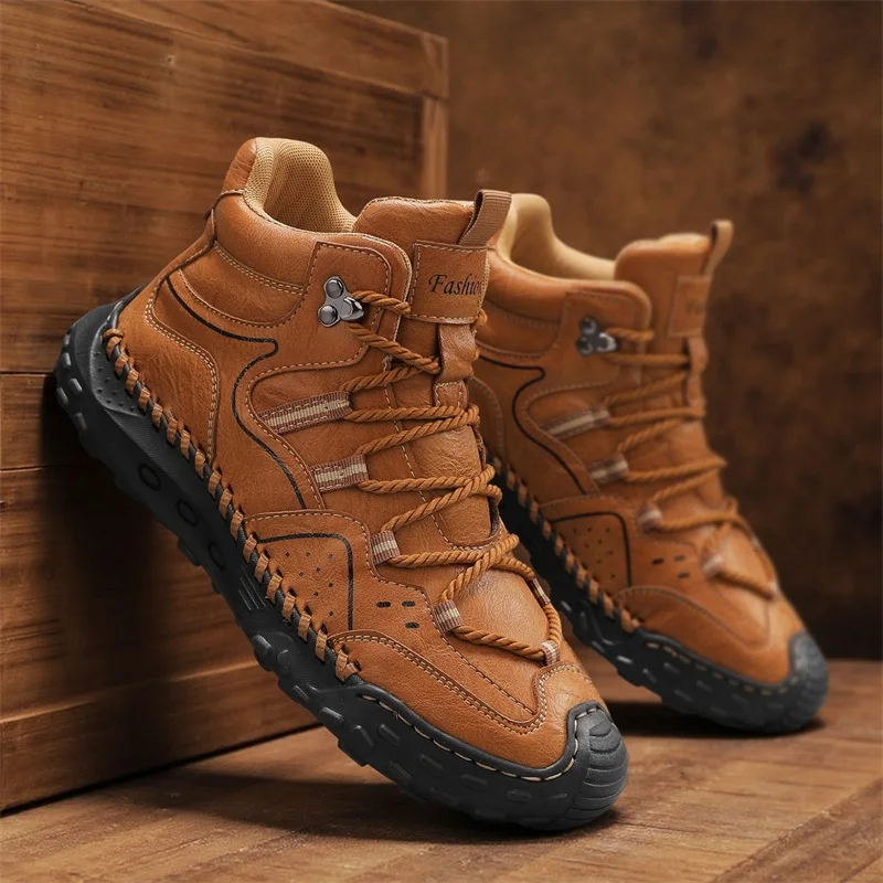 

Men High Top Casual Shoes PU Flat Bottom Comfortable Casual Men Shoes Size 38-47