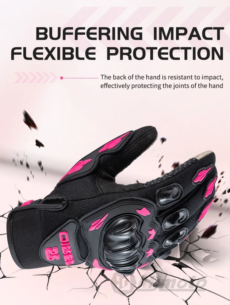 Dame Rosa Schwarz Motorrad Handschuhe Frauen Sommer Mesh Atmungsaktive Motocross Motorrad Moto Racing Handschuhe Touchscreen Handschuhe Männer – Detail 5