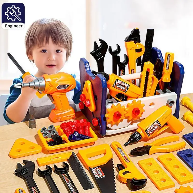 Simulation Repair Screwing Toolbox Engineering Puzzle Model Disassemble Assembly Educational Pretend Play Toy Children's Gift