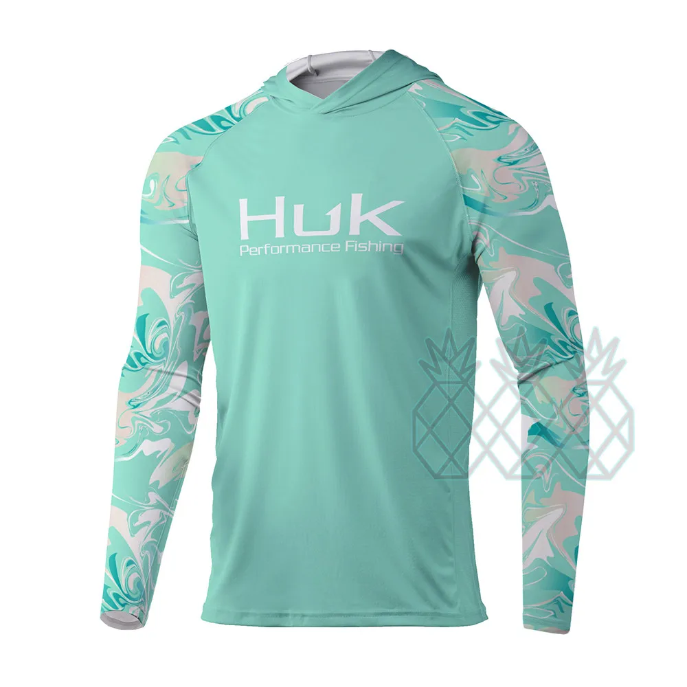 

HUK Fishing Hooded Shirts Long Sleeve Uv Protection T-shirts Men Outdoor Summer Breathable Fishing Clothing Tops Camisa De Pesca