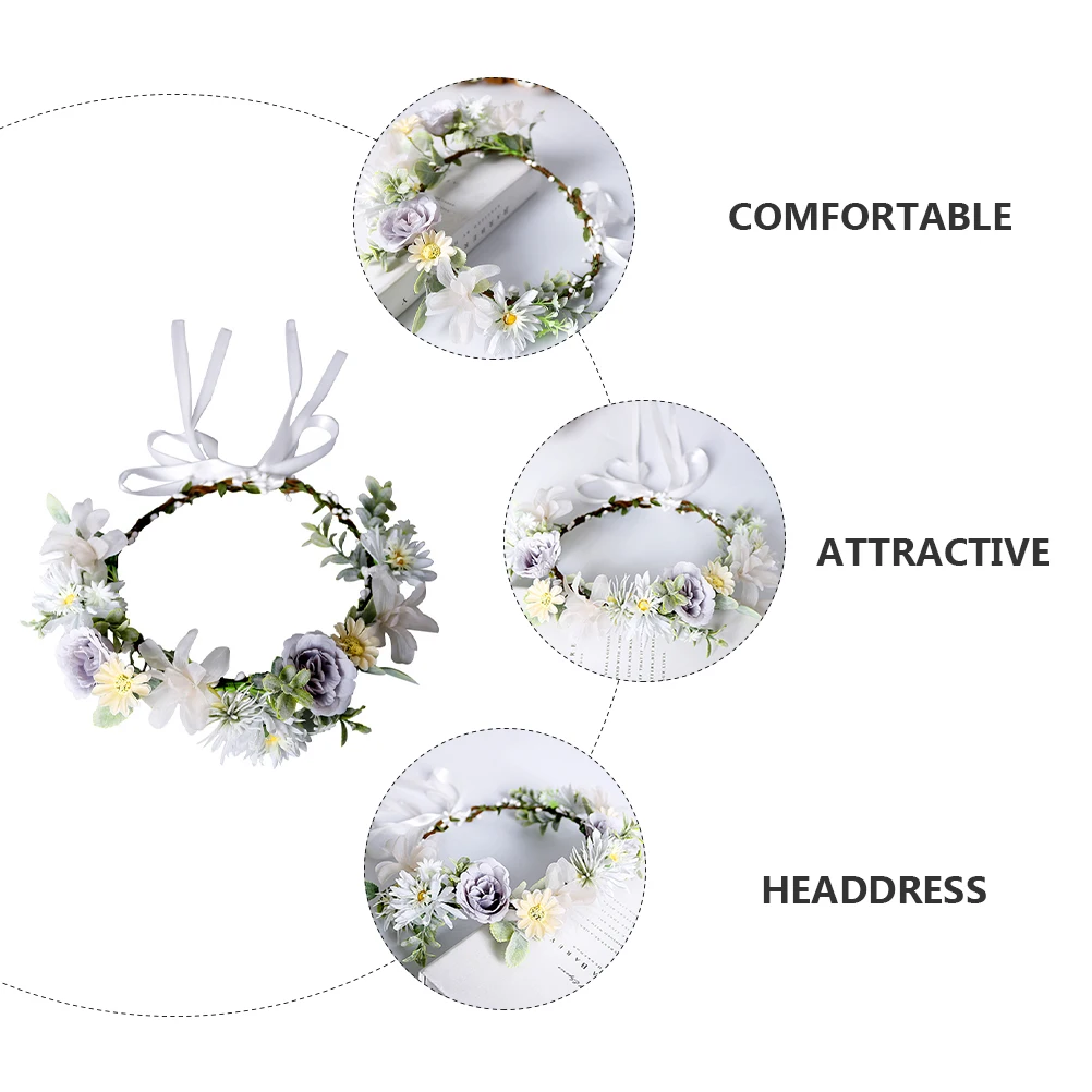 

1Pc Wedding Bride Headdress Floral Wreath Hair Accessory Handmade Headwear For Parties