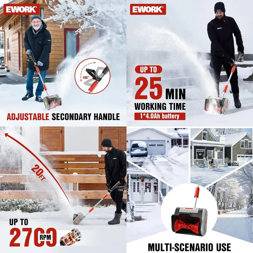 

Беспроводная электрическая лопата для снега 20 В, 11 легких снегоочистителей с регулируемой ручкой, бросок до 20 футов, идеально подходит для подъездных дорог, декабрь