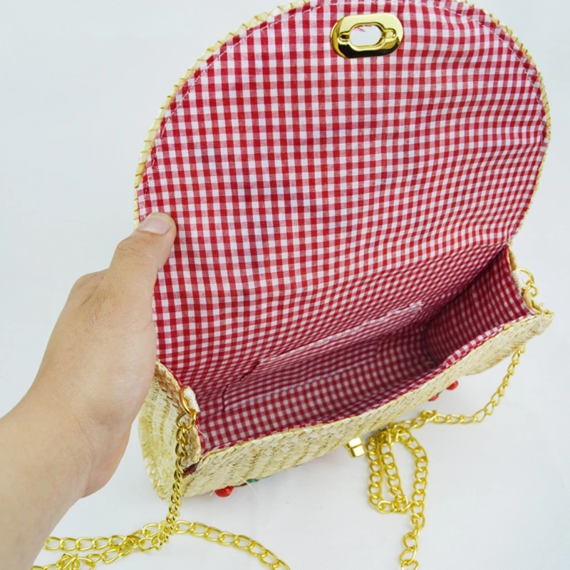 Woven Shoulder Bag with Lock Delicate Design Room Decor Popularity Improvement Female Bag Built in Bag for Phone Purse