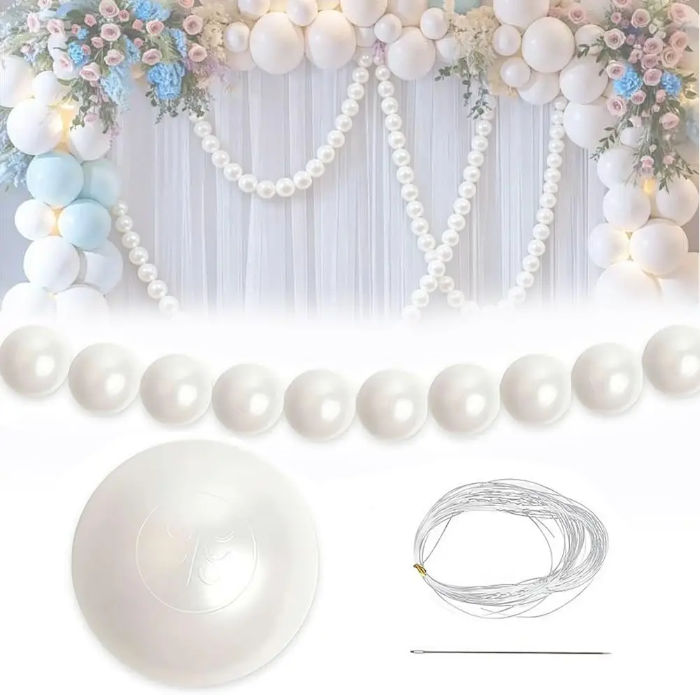 Wedding Backdrop DIY Elegant Beaded Large Faux Pearl Garland Wall Hanging with Crystal Ball Pendants Boho Wedding Arch Decor