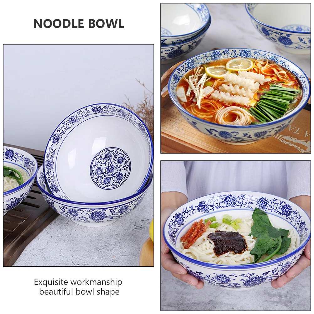 

1Pcs Retro Ceramic Noodle Bowl Exquisite Workmanship Soup Salad Pasta Fruit Serving Bowl Home Kitchen Tableware