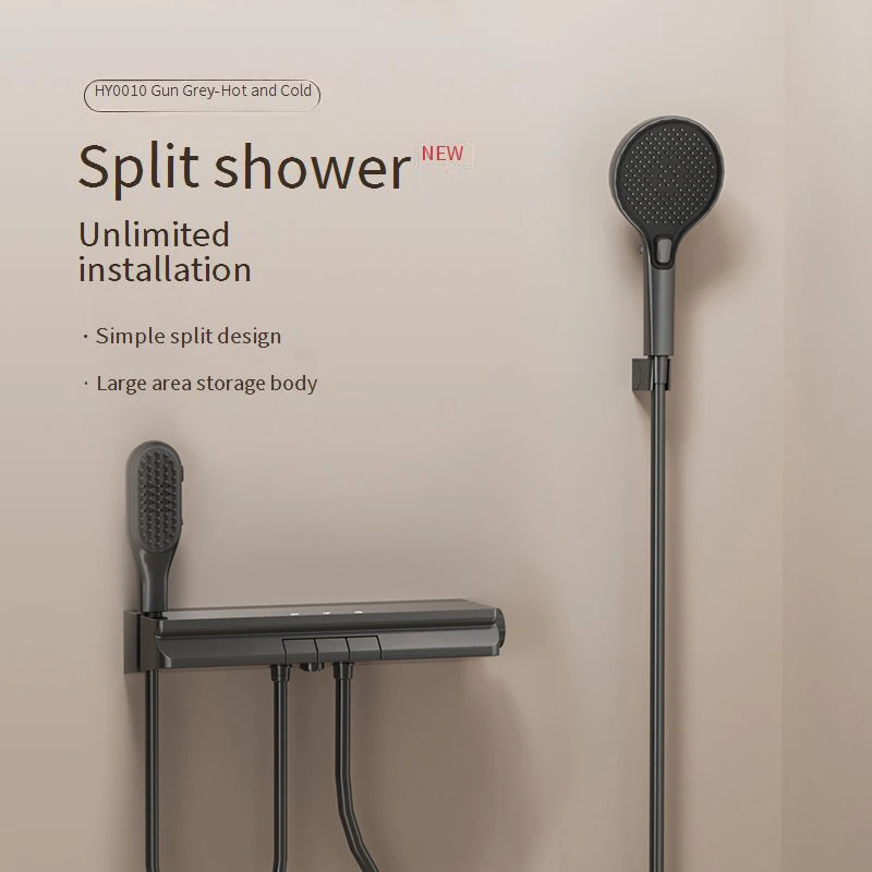 Milky White No Spray Top Bathroom Shower Set Grey Shoulder Waist Spray Shower Head Apartment Booster Bathtub Split Shower