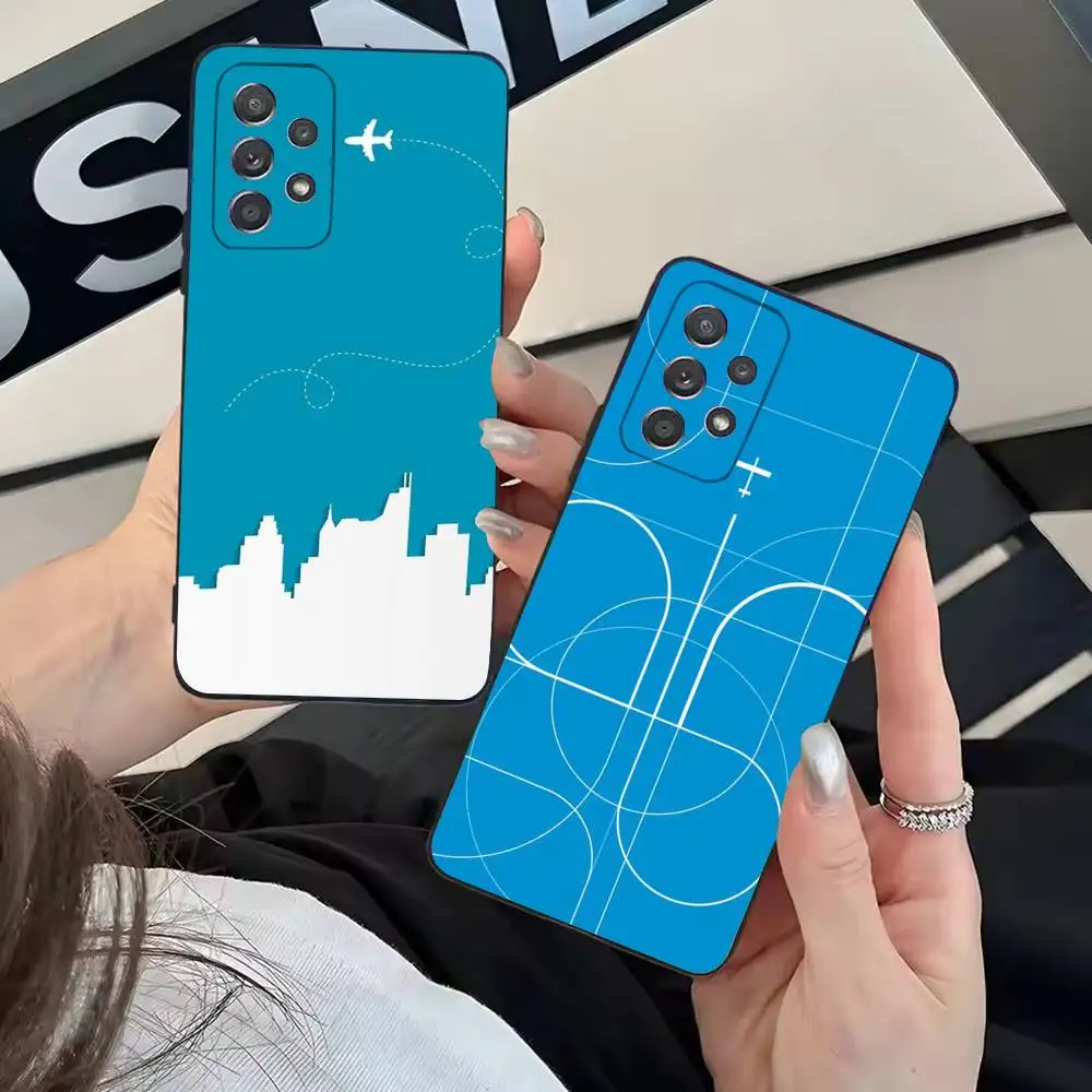 Airplane Line Phone Case for Samsung Galaxy A20,A21s,A22,A31,A32,A52 5G Colorful Cover Smartphone Pretty