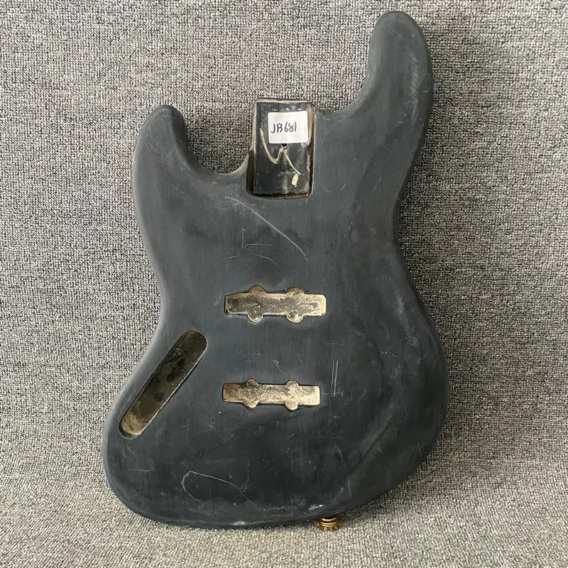 

jB681 Left Hand Jazz Bass Body Unfinished 4 or 5 String Version Solid Wood Replace and DIY JB Pickups Black Color Paint Damaged