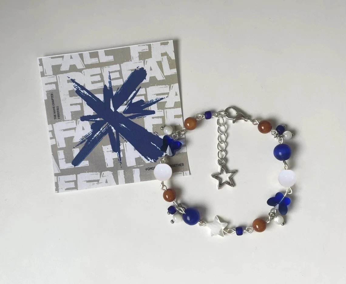 Handmade txt freefall inspired beaded bracelet | KPOP jewelry | handmade bracelet | moa gift | blue and white jewelry