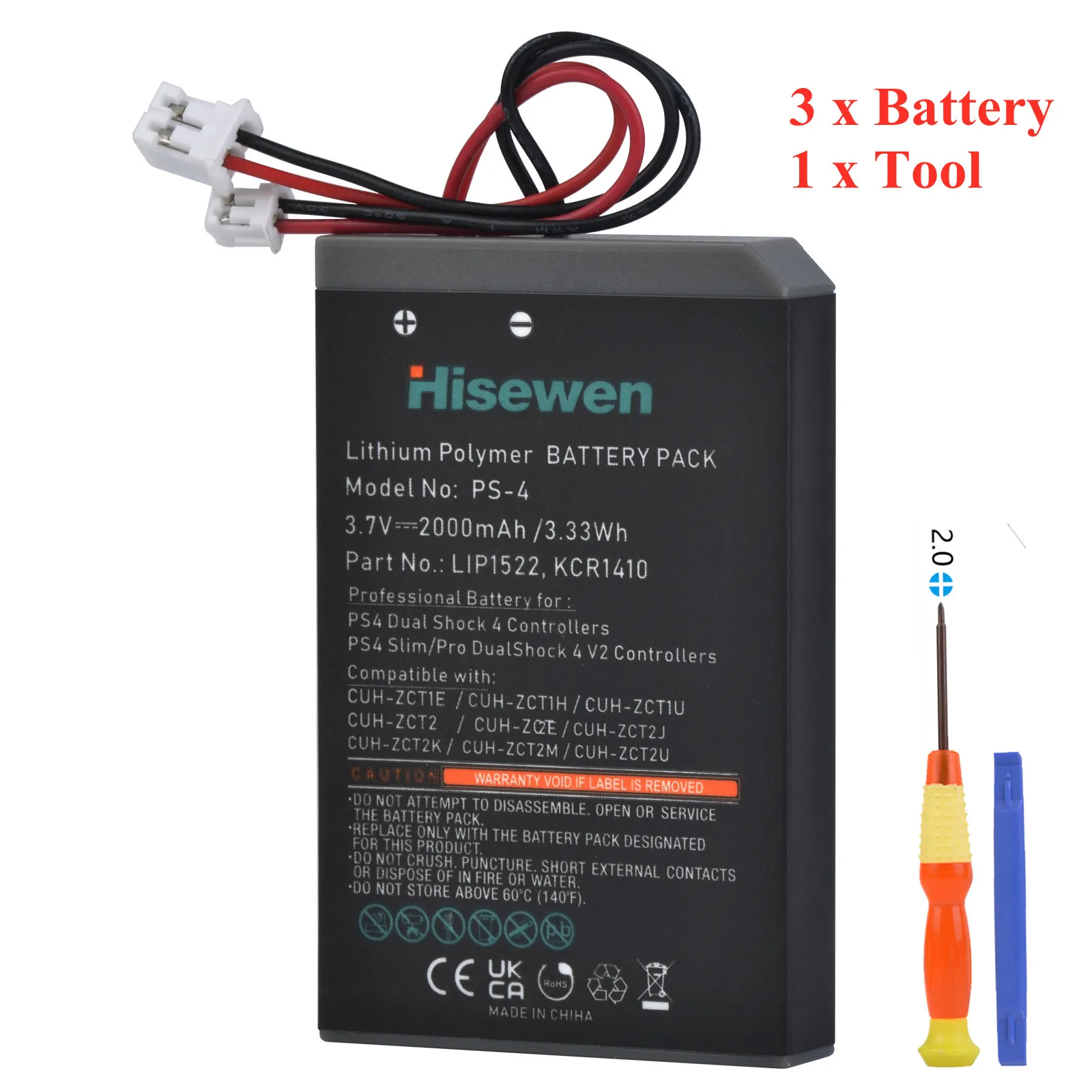 10x2000mAh PS4 Battery for Sony PS4 PS4Pro Controller Gamepad Dualshock 4 V1 Wireless CUH-ZXTIE CUH-ZCTIU for CUH-ZCT2 LIP1522 image 3