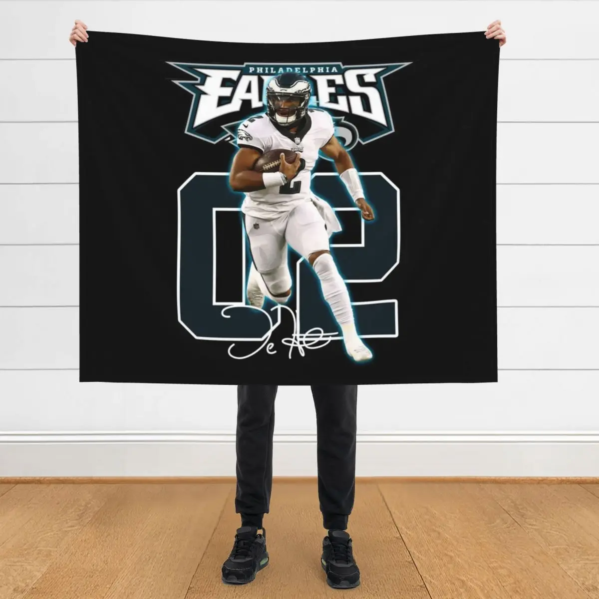 

Jalen Hurts Football Signature Vintage Retro 80s 90s Rap Style Perfect Gift For Football Lovers Throw Blanket Large Blankets