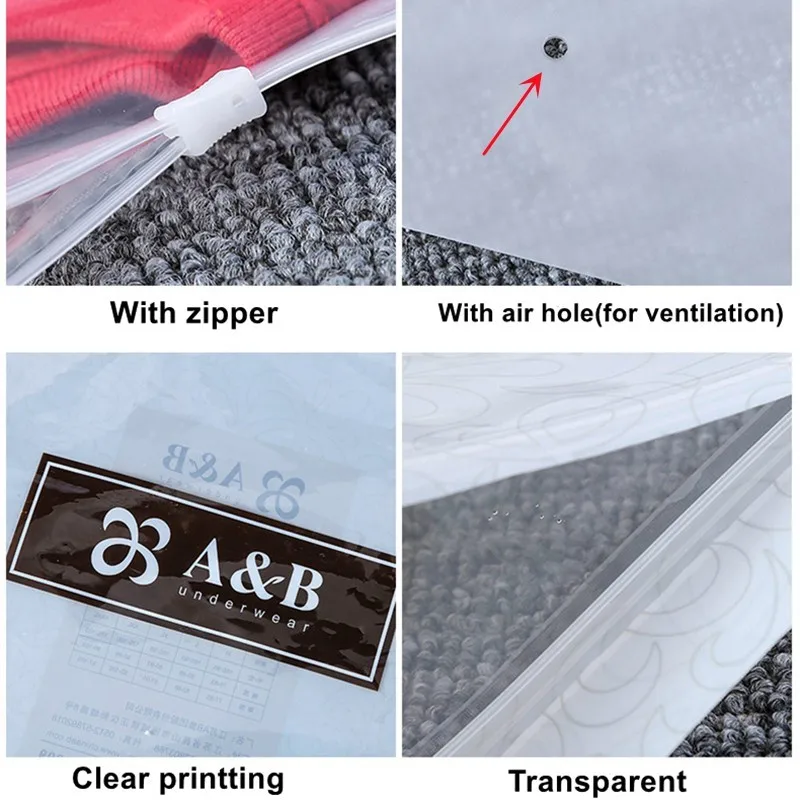 Sac de piste en plastique transparent, emballage de vêtements, sacs à fermeture éclair, pocommuniste de rangement zippées réutilisables scellées