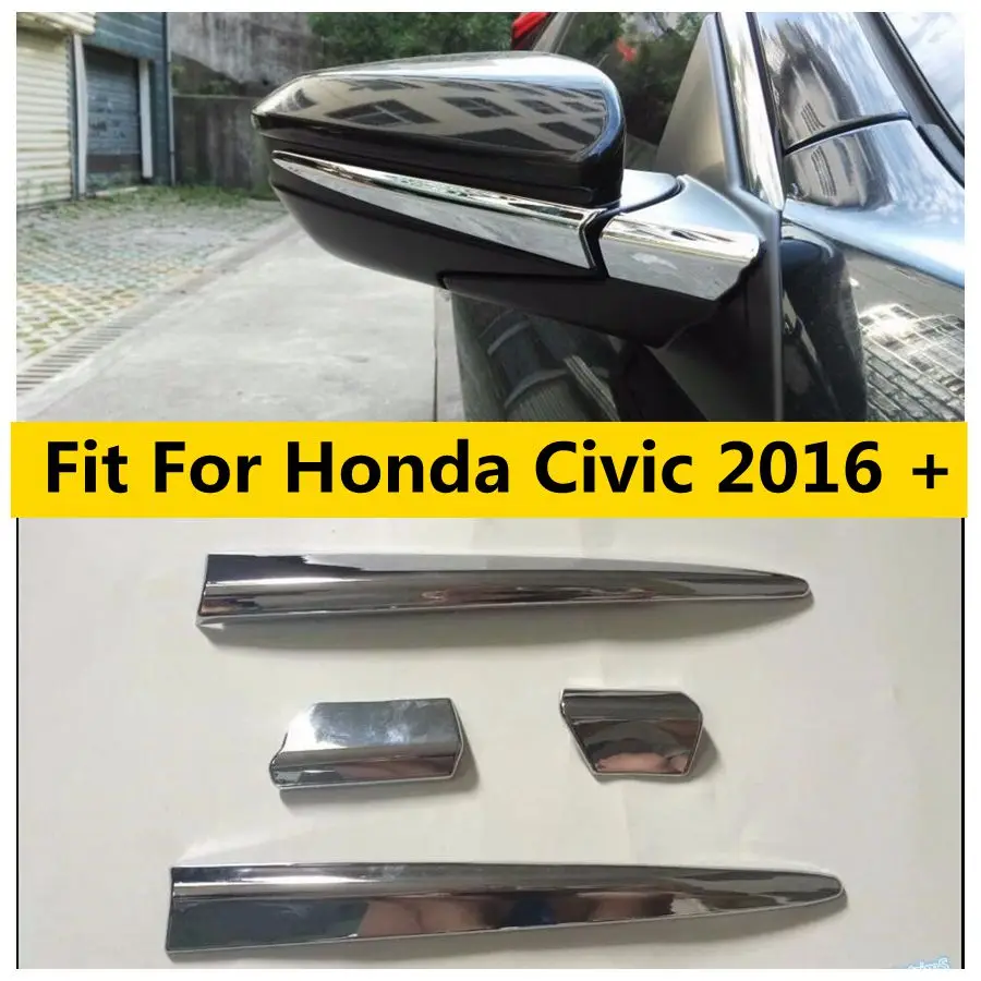 

Chrome Rearview Mirror Decoration Stripes Cover Trim Fit For Honda Civic 2016 - 2020 Exterior Accessories