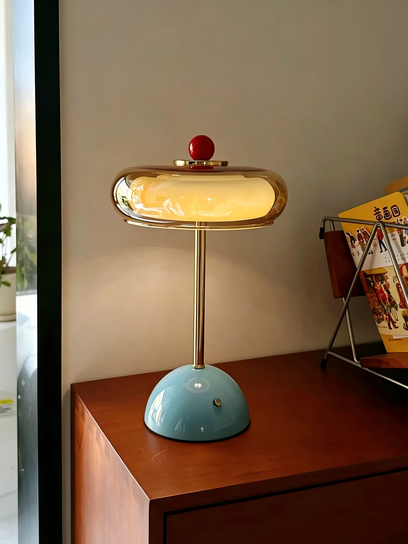 Dopamine LED Table Lamp Retro Flying Saucer Colorful Bedside Reading Desk Light for Bedroom Living Room Home Decor