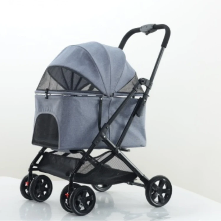 

High Quality 4 Wheels Pet Strollers Outdoor Travel Carrier Folding Cat Dog Trolley Pet Carrier