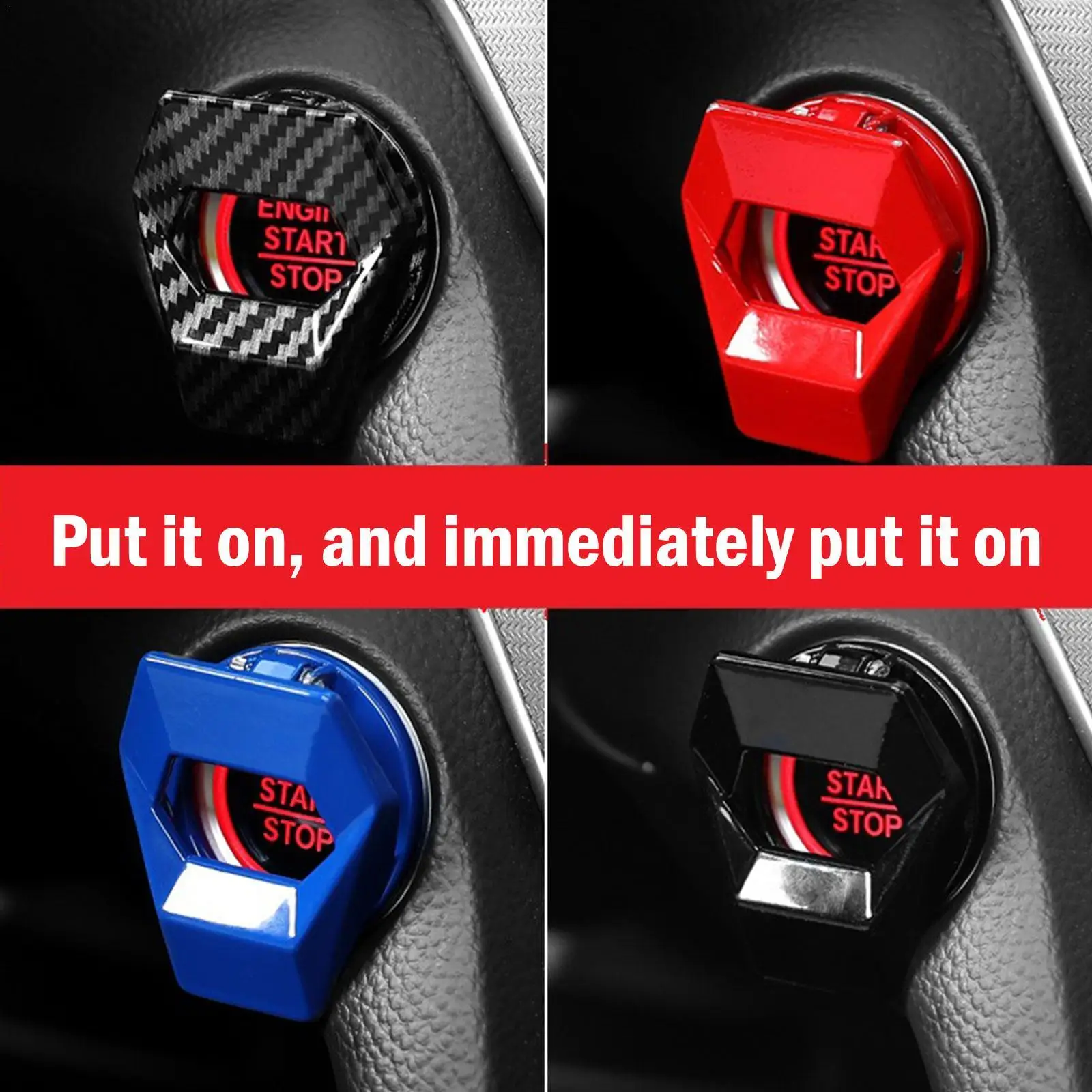

Car Interior One-Key Start Ignition Engine Stop Push Switch Button Protective Cover Sticky Cover Car Interior Decoration