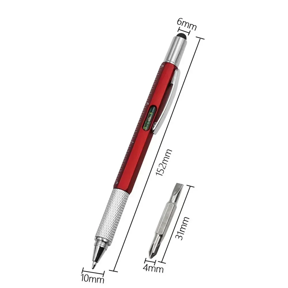 Multi-Function Tool Pen Spirit Level Scale Touch Screen 6 In 1 Metal Plastic Ballpoint Pen Herramientas Woodworking Hand Tools