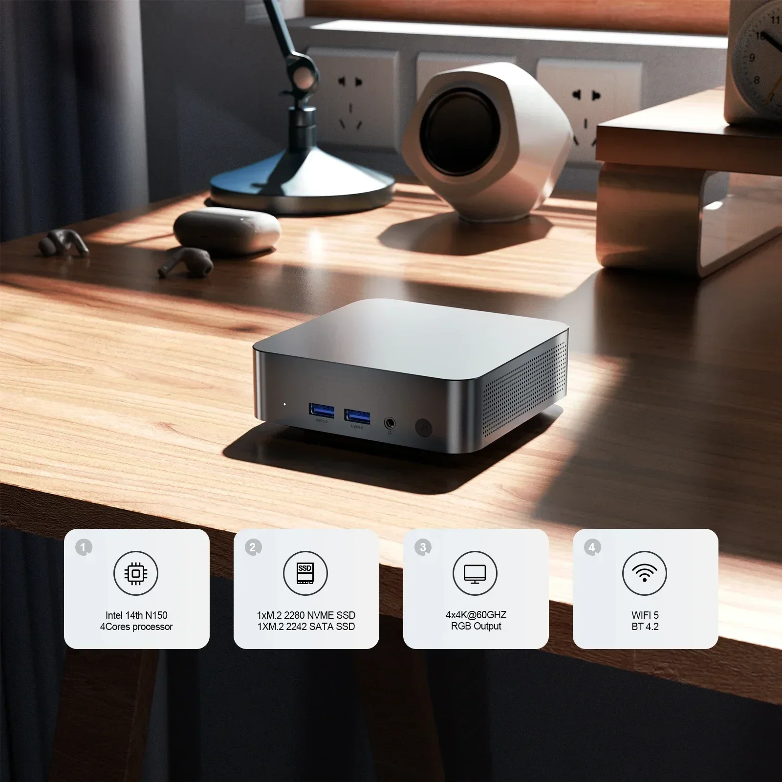 Neu! Chatreey T9 Mini-PC Intel N100/N150 Windows 11 Ultra Kleiner Taschencomputer Dual SSD Voll funktionsfähig Typ C 4K 60 Hz RGB