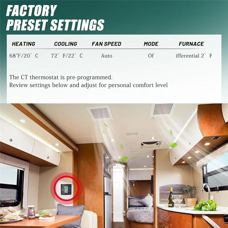 ABMI-3316250.712 RV Single Zone Wall Thermostat For Dometic RV/Camper Conditioners W/Digital Temperature Display