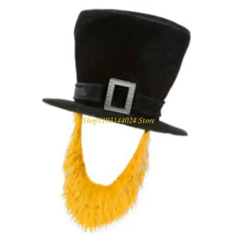 N5KE Pirate Top Hat With Beard Attached Adult Halloween Accessory For Themed Parties And Cosplay Event 3 Colors