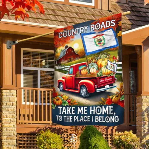 West Virginia Thanksgiving Halloween Flag Country Roads Take Me Home Garden Flag