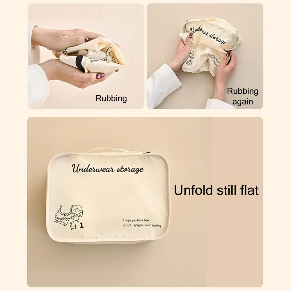 Beige Travel Organizer Storage Bag Multi-size Multi-functional Suitcase Subpackage Bag Foldable Zipper Bag Visible Packing Bag