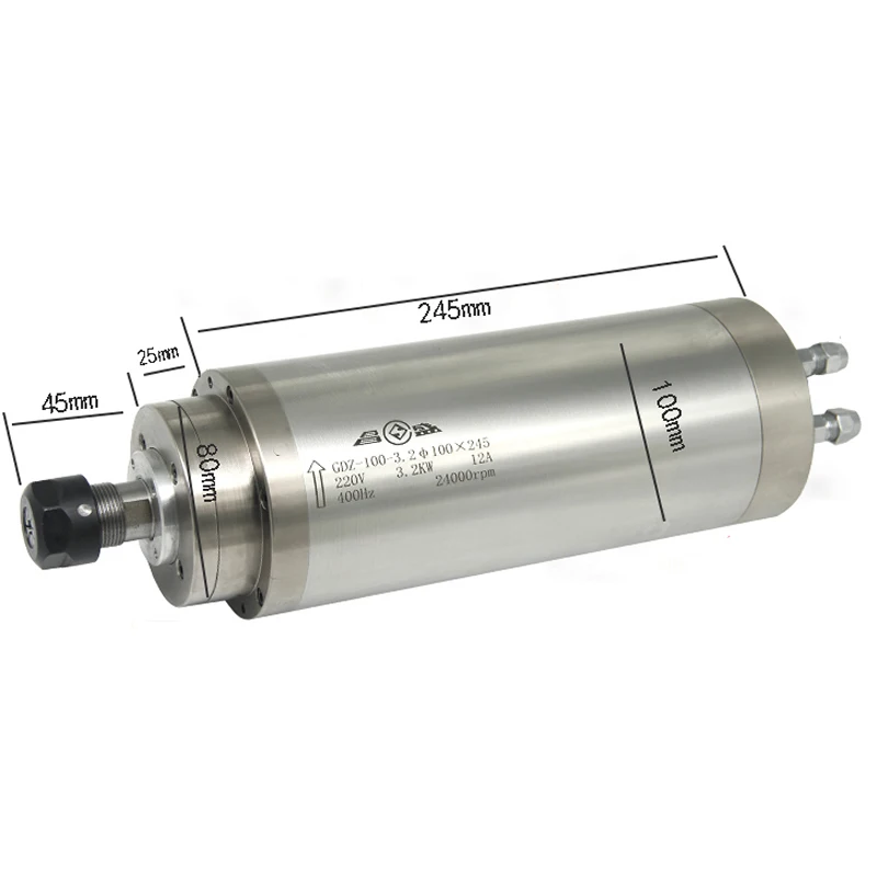 

Engraving machine water-cooled motor spindle, 3.2KW 220/380V 12A 400HZ speed 0-24000rpm chuck ER20 motor diameter 100mm