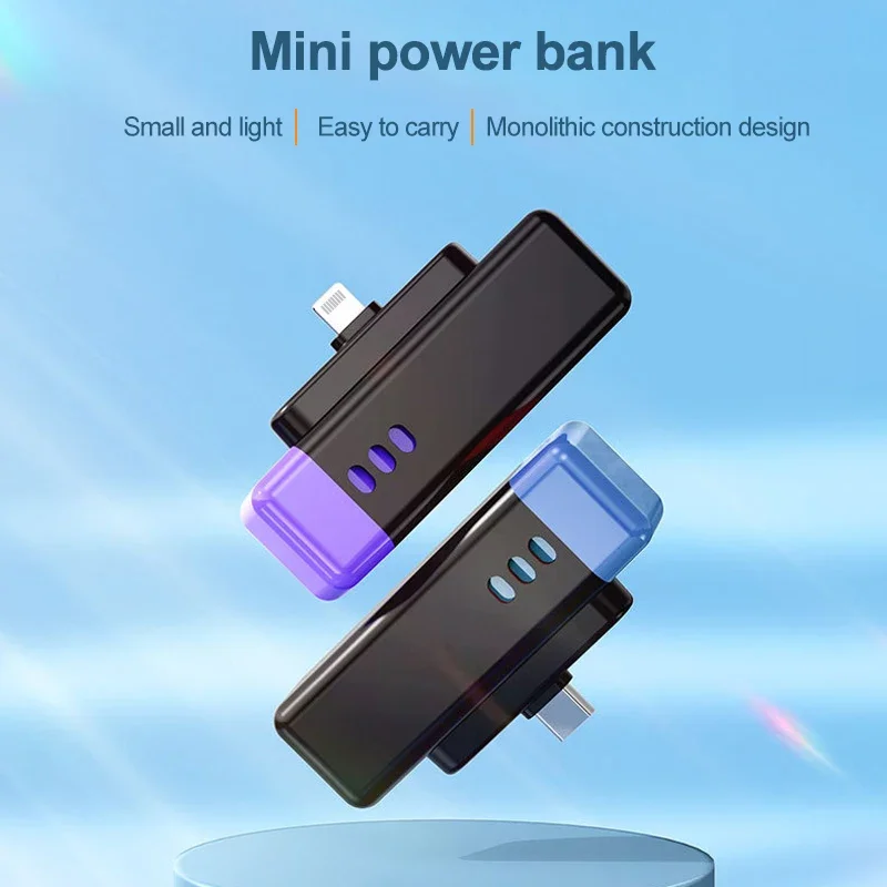 Portable Mini Capsule Power Bank Fast Wireless Charger Type-C External Spare Battery 5000mAh Small Powerbank for IPhone Samsung