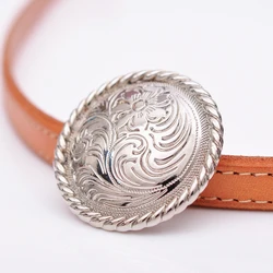 10 Sets 1-1/2 Inches Bling Silver Rope Side Western Rose Flower Engraved Leathercraft Saddles Bridle Belt Big Concho Screw Back