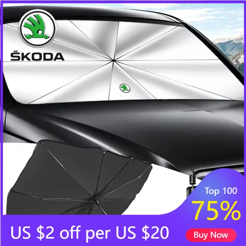 

2026 Hot Window Sunshade Folding UV Resistant Car Accessories for Skoda Octavia Fabia Rapid Superb Kodiaq Scala Karoq Kamiq Roo