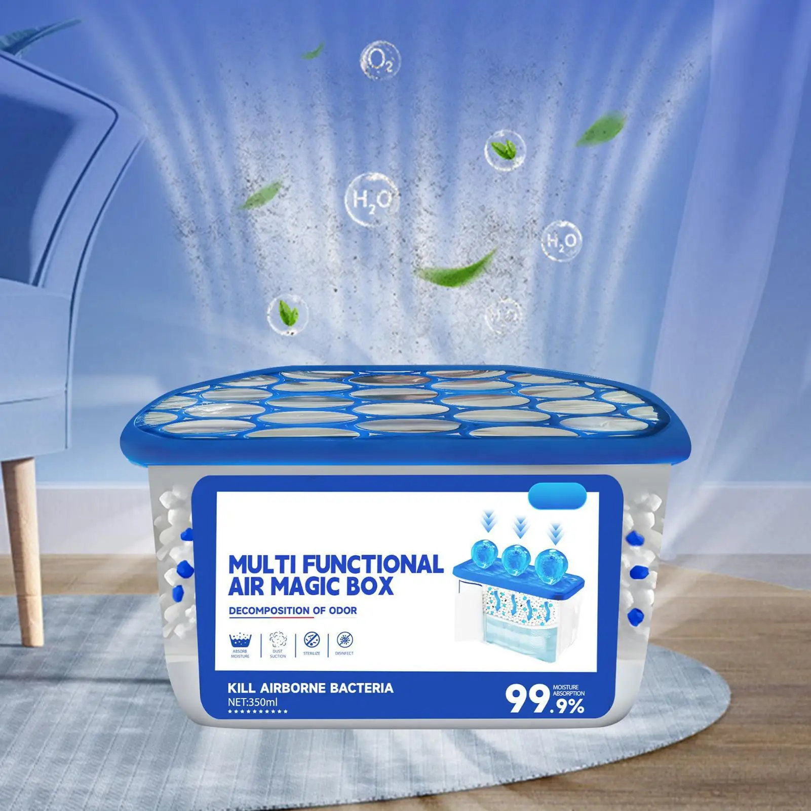 Caja Purificadora de Aire de 350 ml, Eliminador de Formaldehído a Base de Plantas, Caja de Purificación Automática y Eliminación de Olores para el Hogar, Dormitorio, Área de Mascotas