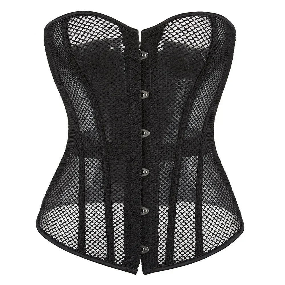 

Corsets Top Sexy Women Bustier Overbust Mesh Breathable Lingerie Vintage Gothic Corselet Plus Size Burlesque Costume